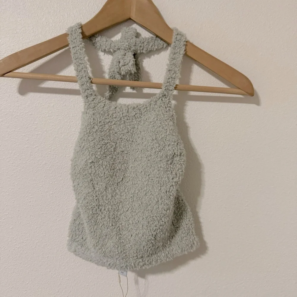 Skims Cozy Knit Halter Bra Top Aqua Loungewear NWT-Small/Medium